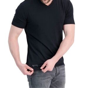 Two Blind Brothers Black V-Neck T-Shirt Bamboo Blend Short Sleeve Tee Size XL